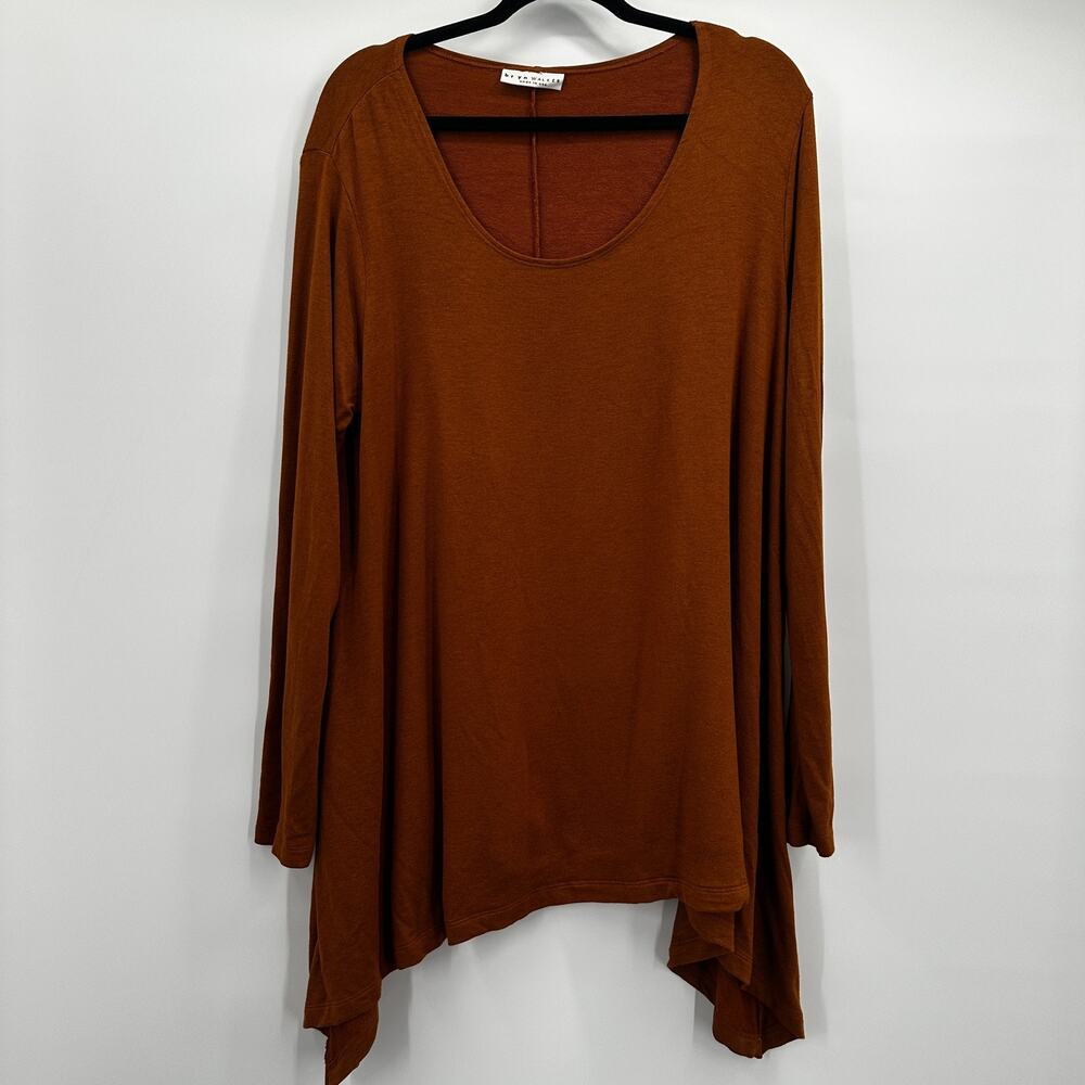 Bryn Walker Tunic Womens Large Brown Asymmetric Hem Pullover Lagenlook‎